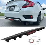 For Honda Civic Rear Lower Bumper Diffuser Shark Fins Bumper Spoiler Lip Black (for: Honda Civic)