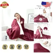 Double-Sided Heated Blanket Twin Size - Flannel & Sherpa with 6 Heating Levels
