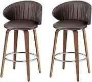 Artiss 2X Bar Stools Dining Chairs Contoured Leather Wood Stool Brown