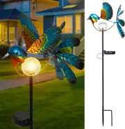 Solar Wind Spinner Bluebird Stake Metal Kinetic Outdoor Patio Garden Decoration