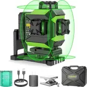 Premium 4x360° Green Laser Level with Outdoor Pulse, Magnetic Mount, and Battery