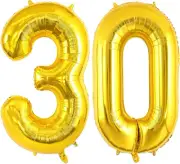 40 Inch Gold 30 Number Balloons, Jumbo Foil Helium Balloons for 30th Birthday Pa