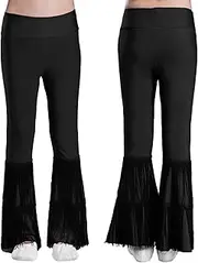 [iEFiEL] Little Girls Wide Leg Legging Full Length Flared Yoga Pants Ruffle Bell Bottoms Salsa Dancewear