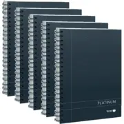 NEW 5x Spirax 401 Platinum Notebook Spiral Bound 200 Page A5 Black BULK