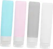 PENIKOKO Travel Size Bottles Set 4 Pack Silicone Toiletries Travel Containers Leak Proof Cap Shampoo Holder