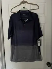 BEN HOGAN s/s UV Protection moisture WICKING POLO XL striped, blue/gray NWT
