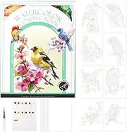 Watercolor Postcards - Travel Watercolor Kit with Palette and Brush - Tri-Fold Multifunctional Art Supplies with 12 Colors for Adult Students Painters