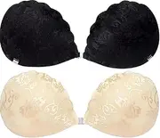 [Generic] 2 Pairs Sticky Bra Push Up, Lace Backless Self Adhesive Strapless Bra, Reusable Invisible Stick on Bra