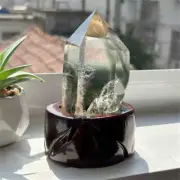 350g Natural Phantom Ghost Quartz Obelisk Quartz Cystal Point Wand Tower + Stand