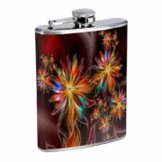 Rainbow Flower Em1 Flask 8oz Stainless Steel Hip Drinking Whiskey