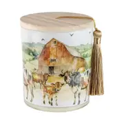 On The Farm Cow 300g Vanilla Scented Candle w/ Wood Lid & Tassel Home Decor