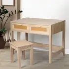 Levede Table Set Rattan Wood Dressing Table Bedroom Desk Stool Home Office Desks