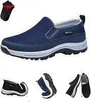 [LHHYSM] Men's Arch Support Slip-On Canvas Loafers,Outdoor Comfort Orthopedic Non Slip Sneakers,Mesh Breathable Walking Shoes