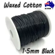 1.5mm Waxed Cotton Cord DIY Necklace Bracelet Jewellery Beading Thread Black
