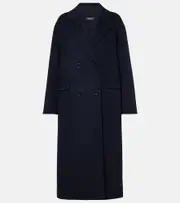 ['S Max Mara] 'S Max Mara Favola double-breasted virgin wool coat UK 12 blue