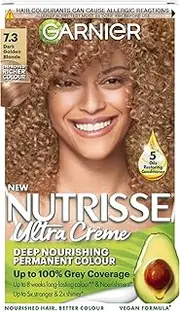 Garnier Nutrisse Permanent Hair Dye, Natural-looking, hair colour result, For All Hair Types, 7.3 Dark Golden Blonde
