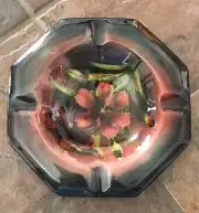 Vintage Moorcroft Floral Ashtray England Flambe Signed, 11 cm, Nice Piece!