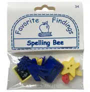 Buttons SPELLING BEE School Assorted Pack Favorite Findings Blumenthal Lansing