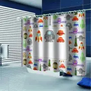Rockets And Spacesuits 3D Shower Curtain Waterproof Fabric Bathroom Decoration