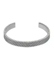 [Cudworth] Stainless Steel Sandblasted Tyre Patterned Cuff or Bangle in SIlver