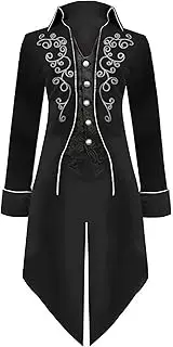 [BAKULE] Mens Medieval Steampunk Vintage Tailcoat Jacket Uniform Renaissance Gothic Victorian Tuxedo Halloween Costume