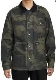 Rvca Chainmail Chore Mens Jacket BLACK CAMO SIZE LARGE