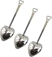Cabilock 10Pcs Stainless Steel Heart Shaped Tea Infuser Spoon Long Grip Tea Filter Tool for Loose Leaf Tea Spices for Straining and Steeping Hot Water