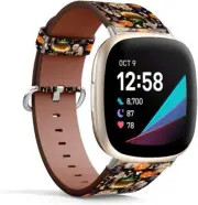 Fitbit Versa 3 / Sense Leather Bands Replacement Strap / Hallow Compatible with