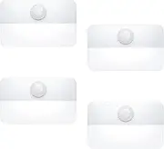 AMIR Newest Mini Motion Sensor Light, Battery-Powered LED Night Light, Wall Light, Closet Lights, Safe Lights for Stairs, Hallway, Bathroom, Kitchen, Cabinet (Cool White, Rectangular - 4PCS)