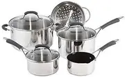 RACO Reliance 5 Piece Cookware Set - Stainless Steel & Nonstick, Induction Compatible, Dishwasher & Oven Safe, Includes Saucepans, Stockpot, Milkpan, and Steamer