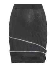 Andreadamo Ribbed Zipper Detail Skirt Black