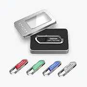 Personalized USB Flash Drive, 50 Pack Custom Metal Thumb Drive USB 2.0 Memory Stick Pen Drive with Hook, Ideal for Corporate Gifts, Business Events and Promotional Giveaways (128 MB,with Metal Box)