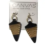 Canvas Define Your Style Drop Dangle Earrings Arrowhead Shape Leather Gold Paint