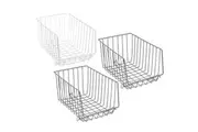 3x Boxsweden Wire Stackable Storage Basket 33cm Removable Organiser Holder Asst