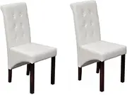 Dining Chairs 2 pcs White Faux Leather,Kitchen & Dining Room Chairs-60624