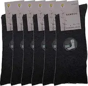 Boutique Retailer Bamboo Diabetes Circulation Eco Sox Premium Loose Top Socks, Grey, Size 11-14 (Pack of 6)