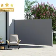 2x3M Retractable Privacy Screen Awning, UV/Tear Resistant, Outdoor Shade, Grey