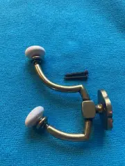 Vintage Brass Hooks. White Porcelain Ends. Double Hook For Towel, Hat, Coats New