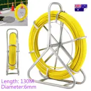 6mm 130m Fiberglass Cable Puller Steel Reel Stand Duct Rodder Running Rod Tool