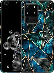 for Samsung Galaxy S20 Ultra 5G, Samsung Galaxy S20 Ultra 5G Case - Blue Marble Geometric Printed Sleek Cute Plastic Hard Protective Designer Back Phone Case/Cover for S20 Ultra 5G