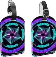 BUJOJUB Travel Luggage Tags 4 Pack, Name Address Labels, Stripe Patterns Graphic