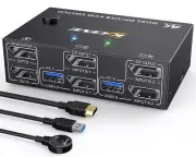 Displayport KVM Switch 2 Monitors 2 Computers 8K 30Hz 4K 144Hz USB3.0 Dual