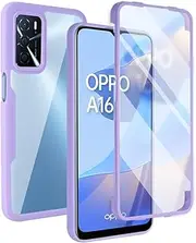 [YUEQIAN] Case for Oppo A16 / Oppo A54s / Oppo A16s Built-in Screen Protector 360° Transparent All-Round Protection Mobile Phone Case Military Shockproof Dustproof TPU Bumper Silicone Protective Case