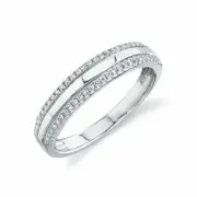 14K White Gold Diamond Band Ring Size 5.5 Wedding Anniversary Natural 0.17CT
