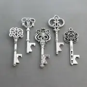 50 Pcs Antiqued Silver Skeleton Keys Bottle Openers Mix Wedding Favor Decoration