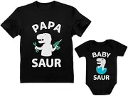 [Tstars] Papa Saur T-Rex Dad & Baby Saur Daddy and Me Matching Set Father & Son Daughter