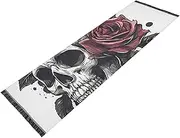 ZRYSMY Washable Runner Rug Halloween Skull Red Rose 2’ x 6’ Non-Slip Floor Carpet Runner Rug for Hallways Kitchen Laundry Room Bedroom Floor Carpet Runner- Soft Thin Mat for Family Pet