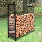 Firewood Holder，Firewood Rack Outdoor， Firewood Rack, Metal Mesh Log Holder, Heavy Duty Porch Firewood Holder for Lumber Storage, Non-Slip Foot