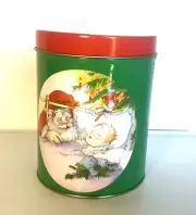 Set Of 3 Vintage Christmas Canisters Nesting New Old Stock