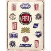 Nostalgic Art Fiat Logo Evolution 30x40cm Large Metal Tin Sign Home Wall Decor